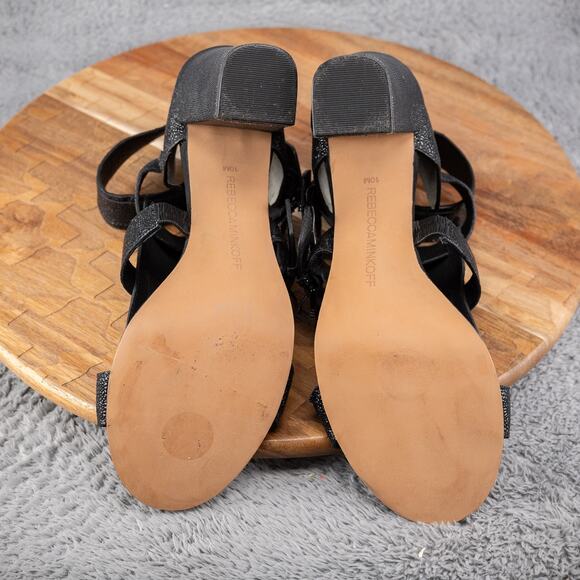 Rebecca Minkoff Black Metallic Sky Heeled Sandals Size 10 M - Picture 6 of 6